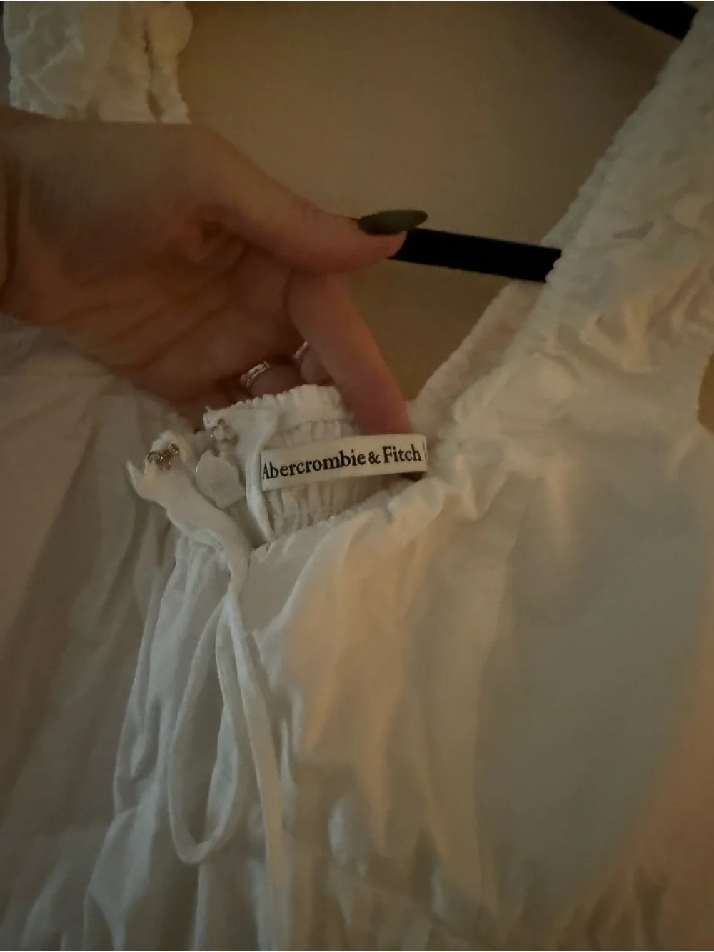 Abercrombie & Fitch White Sleeveless Maxi Dress with Tie Front